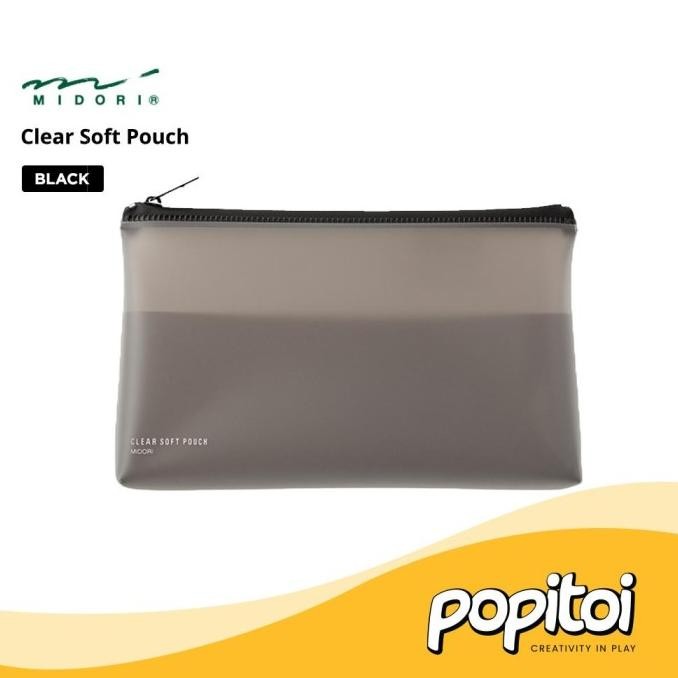 

TERBARU - MIDORI Clear Soft Pencil Pouch Tempat Kotak Pensil PVC