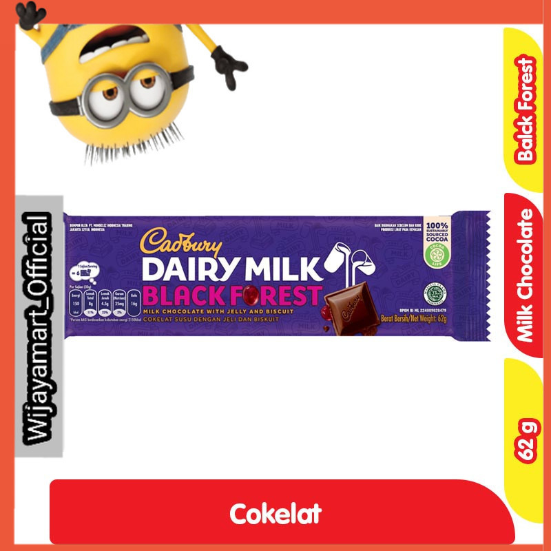 

Cadbury Dairy Milk Cokelat Batang Black Forest 62 g