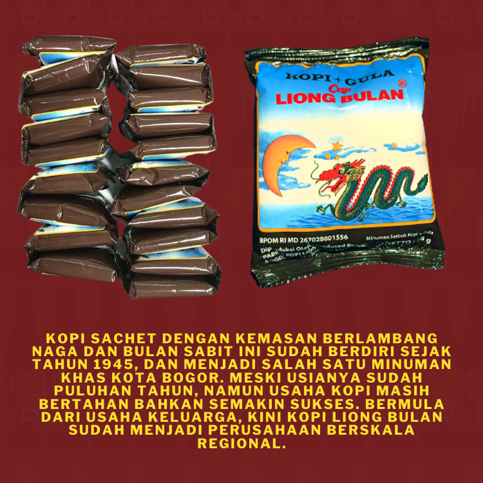 

Kopi Liong Bulan Plus Gula 1 Bal/Dus/Kardus Isi 20 Buah