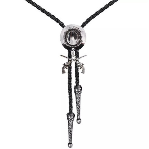 Ready Kalung kulit bolo tie pria wanita necklace cowboy vintage pendant