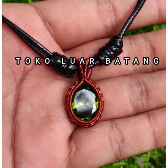 Ready Termurah Kalung etnik liontin batu permata peridot cutting (S)