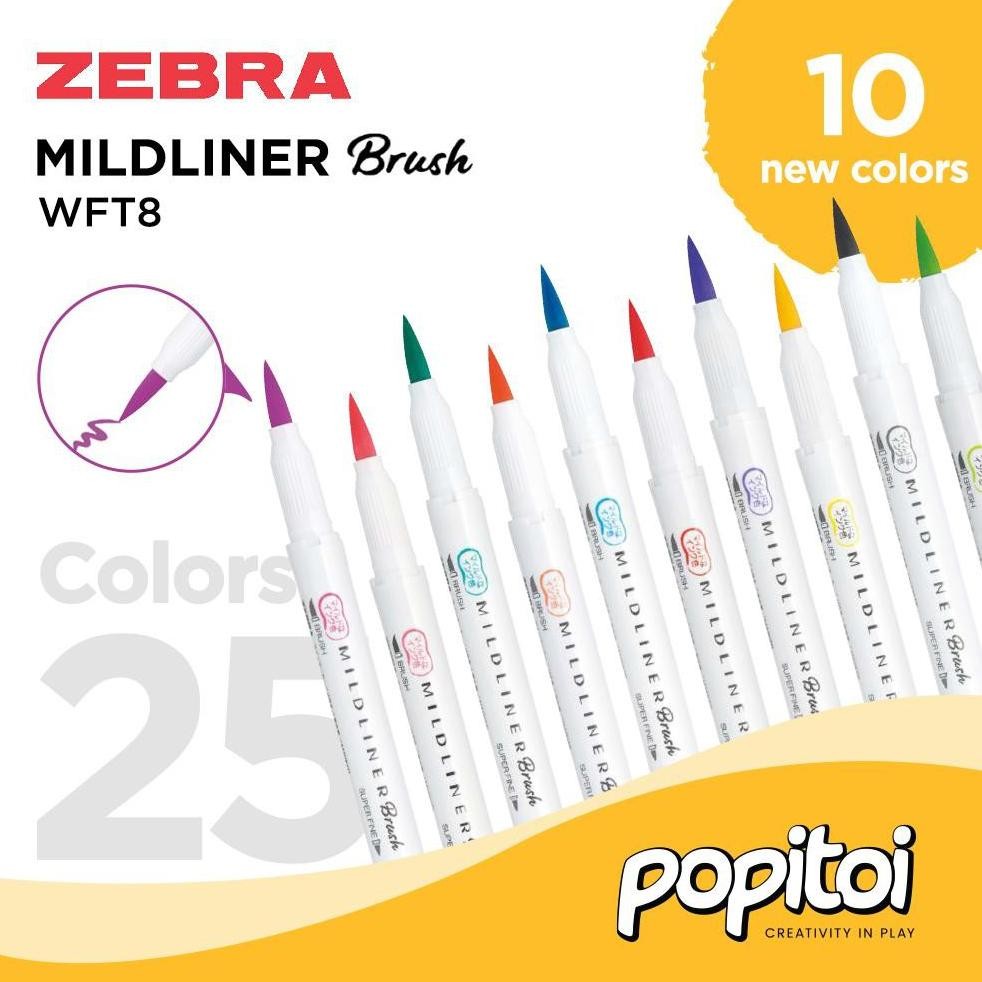 

fb-4 ZEBRA Mildliner BRUSH Pen Marker Double Ended Highlighter pastel Sale