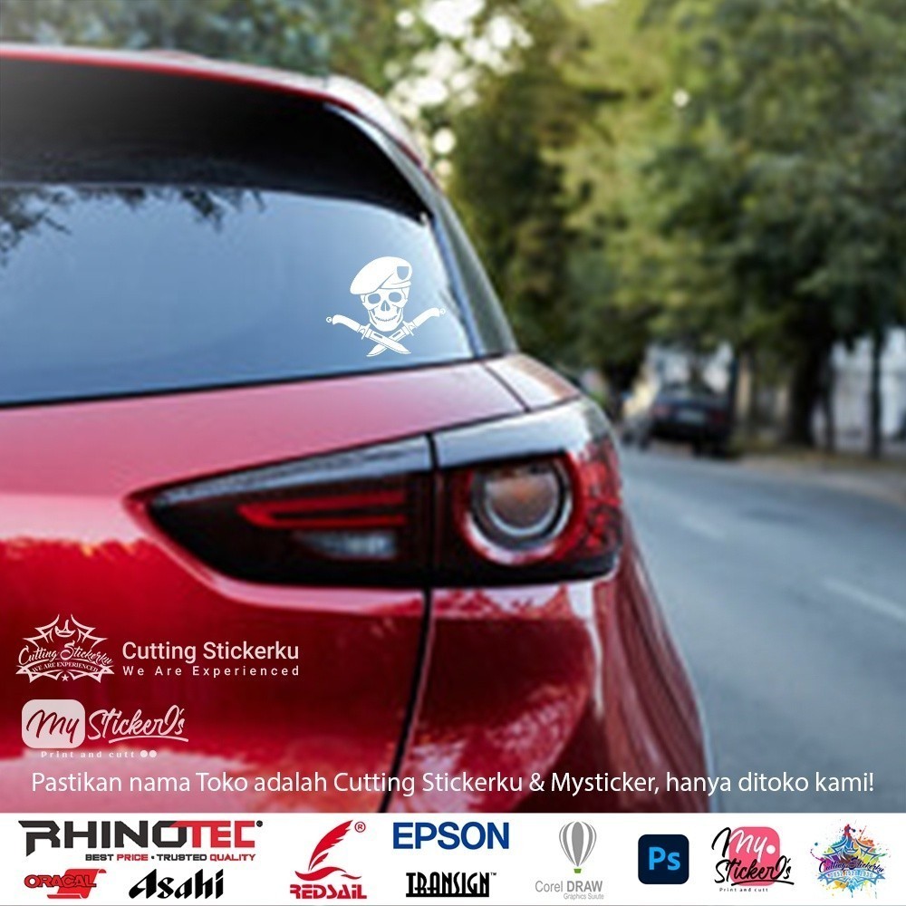 Cutting Stiker Baret Tentara Variasi Motor Mobil Sticker Baret Tentara Stiker Tulang Tentara Army Se