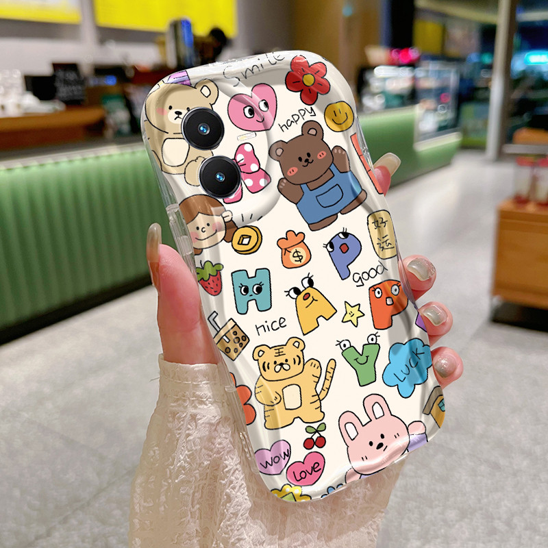 Casing Hp Untuk VIVO Y22 VIVO Y22s Case HP casing ponsel Softcase Happy little bear terbuat bahan si