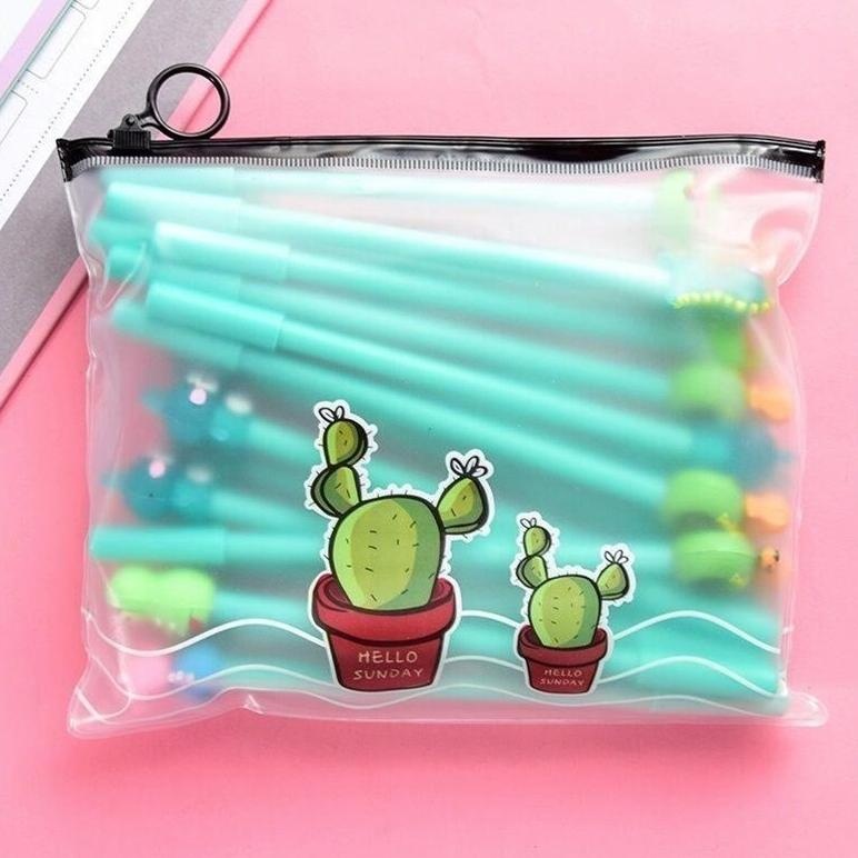

As23 GGS HL0078 Pena Karakter Set Pouch Isi 20 Pcs Tempat Pensil Transparan Zipper Bag Y1072 Murah