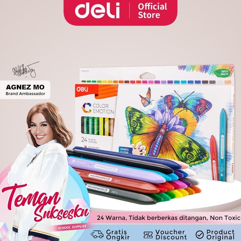 

PK32 Deli Krayon Sekolah 24 Warna Cerah Bentuk segitiga ergonomis tidak beracun EC20020 Termurah