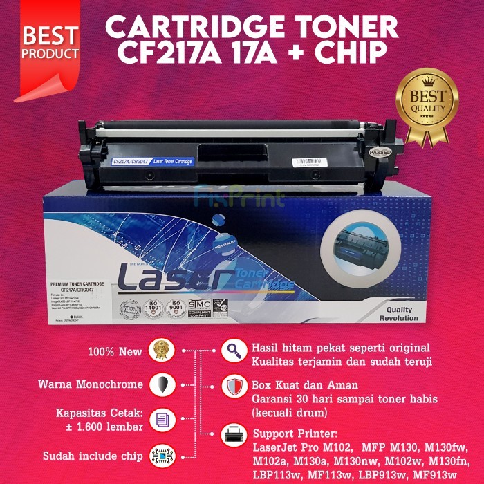 Toner 17A untuk laser jet m102w m102a mfp m130fn mfp130fw PLUS CHIP