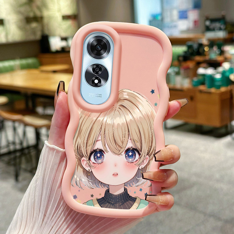Casing Hp Untuk OPPO A60 4G Case HP casing ponsel Softcase gadis kecil lucu terbuat dari bahan silik