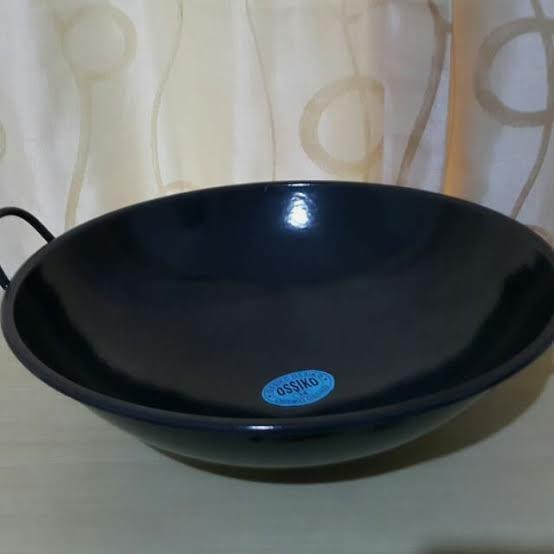 .........] Wajan Enamel 34 CM Kuali Enamel Wajan Penggorengan Ossiko Wok