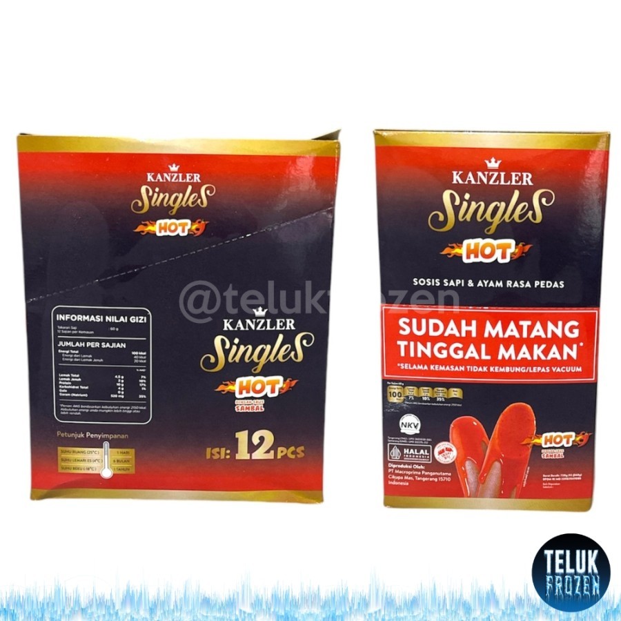 

kanzler singles hot 60g sosis sapi ayam pedas 60 g gram beef chicken sausage spicy siap makan daging olahan HALAL Enak Murah Pedes Cabai Cabe Gurih 1 BOX isi 12 PCS