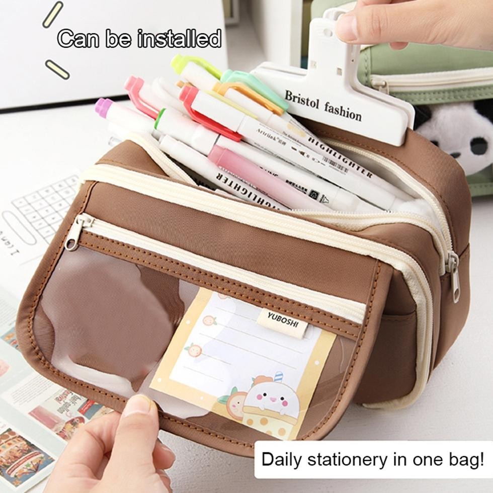 

COD 1Pc Large Capacity Pencil Bag Flip Cover Stationery Bag Simple Stationery Box School Office Supplies Stationery XD27