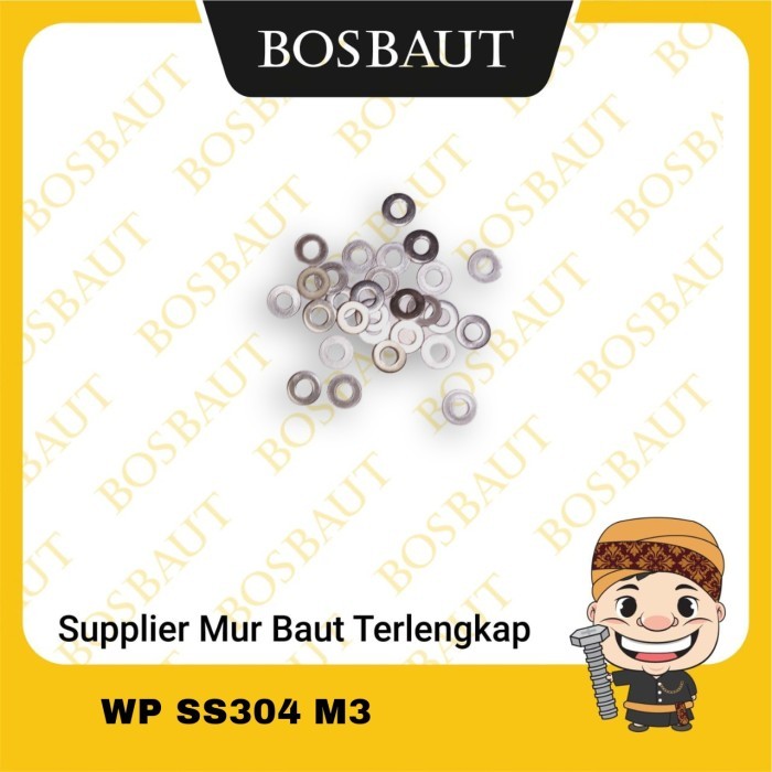 RING PLAT BAJA F436 - WASHER PLAT - PLATE WASHER BAJA - WP SS304 M3 (1/8)