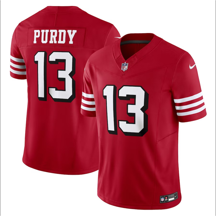 San Francisco 49ers Brock Purdy NFL Scarlet Vapor F.U.S.E. Jersey Sepak Bola Amerika Terbatas |A68E6