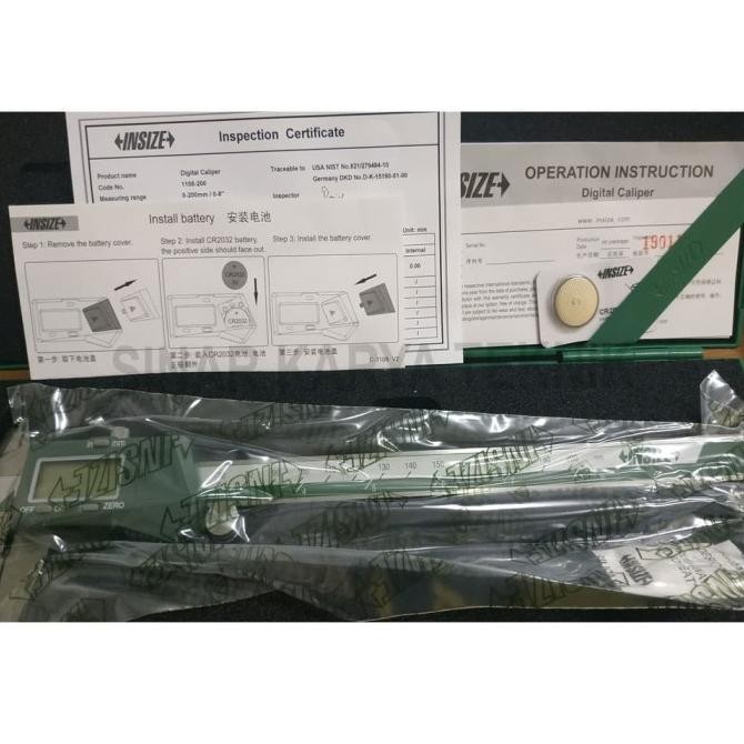 INSIZE JANGKA SORONG DIGITAL 200 MM - DIGITAL CALIPER 1108-200 8 inch