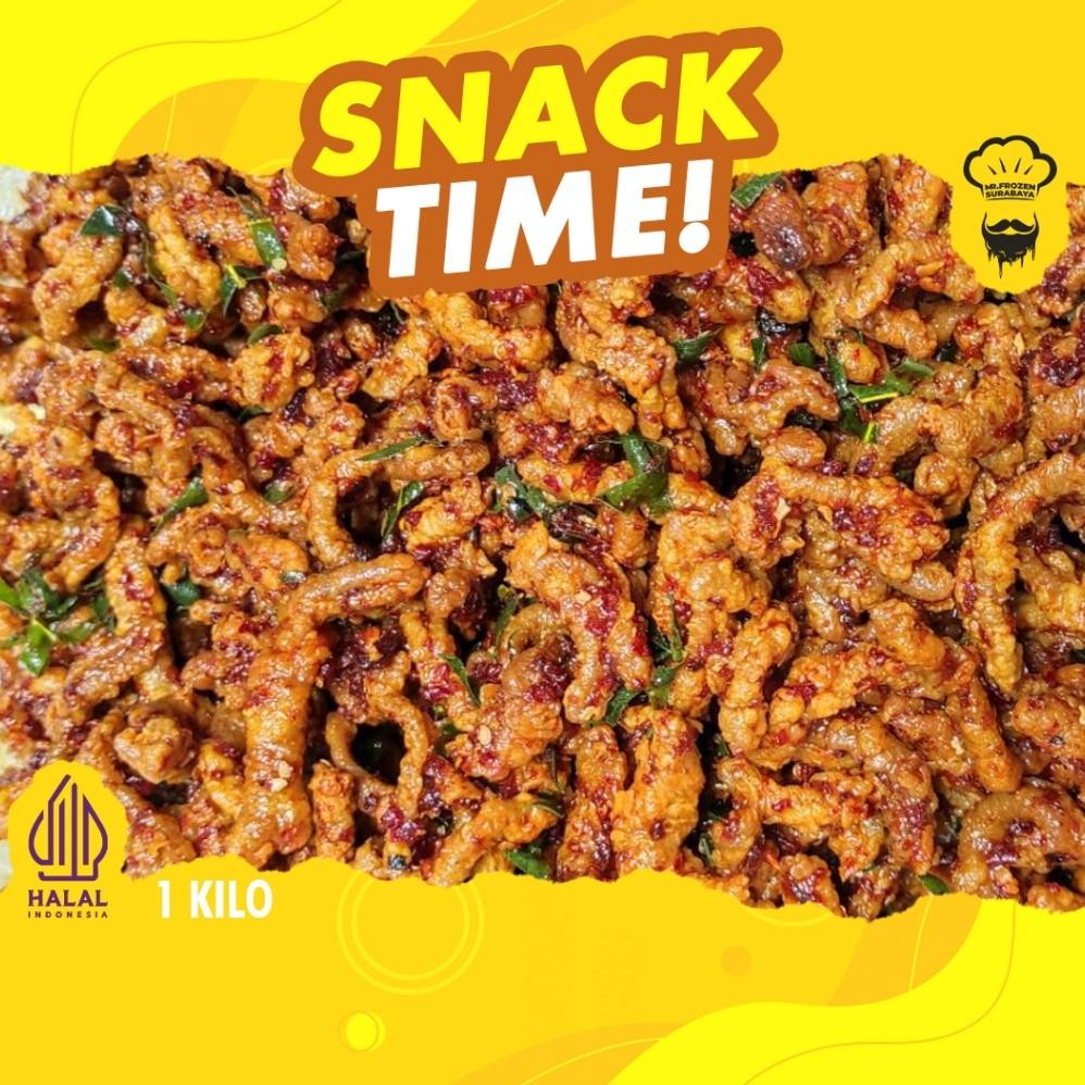 

Terpercaya [1 Kilo] Keripik Usus Krispy Kemasan Bumbu Basah Pedas Daun Jeruk Free Pack Kardus Dan Bublewrap Premium