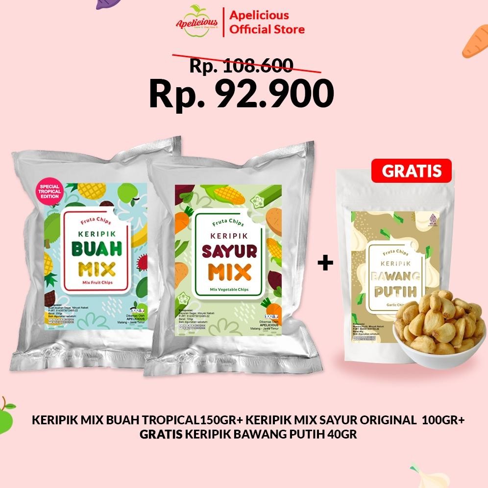 

Sale Apelicious [Gratis Keripik Bawang Putih] Mix Keripik Sayur Ori + Mix Keripik Buah Tropis Premium