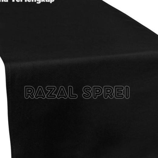Taplak Meja Table Runner Bahan Suede Hitam Polos Custom Ukuran