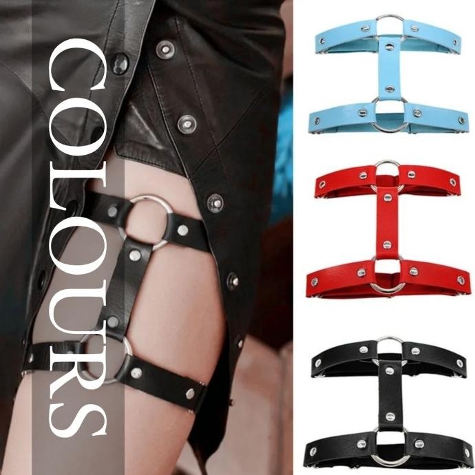 Xianny Leather Thigh Harness Punk Grater Gelang Paha Kulit
