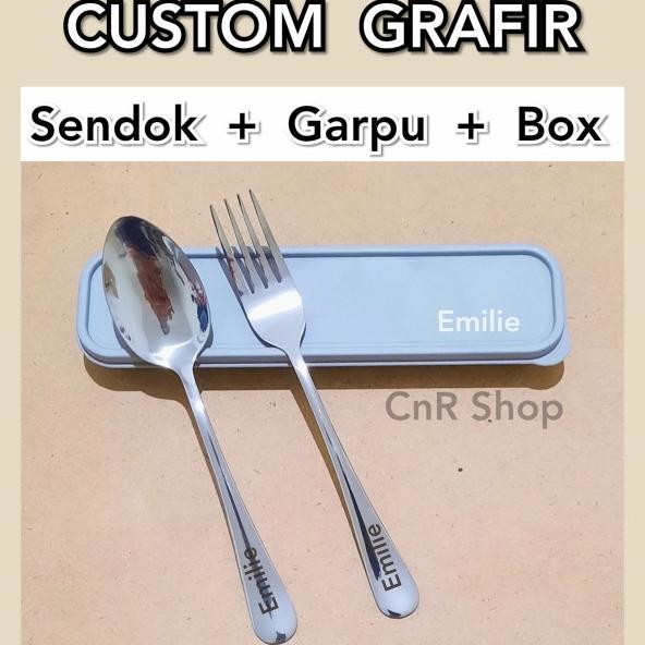 Sendok Makan Hotel Stainless Set Garpu Box Custom Grafir Spoon Fork