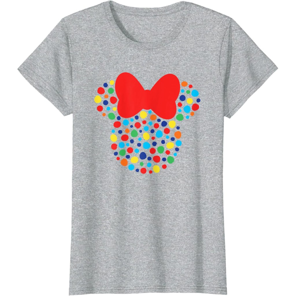 Kaos katun pria hitam Disney Minnie Mouse Polkadot Rainbow T-Shirt Kaos putih Pengiriman Cepat M--4X