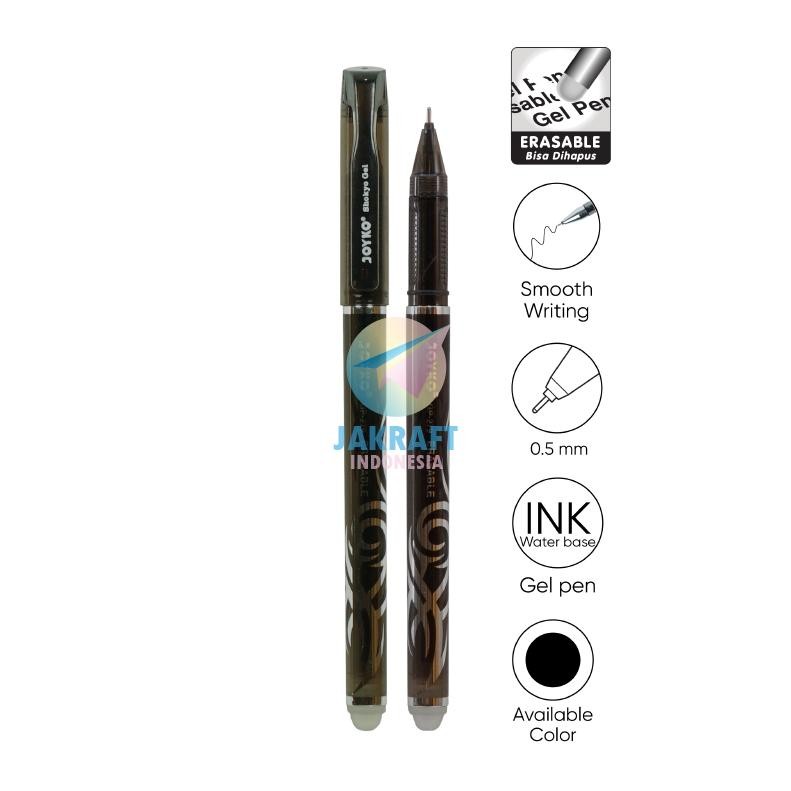 

COD (12 Pcs) GROSIR Pulpen Erasable Gel Pen Ujung Tajam JOYKO GP-279 SHOKYO Hitam Black / Biru Blue Tebal 0.5 mm Needle Tip Bolpen Bisa Dihapus | PACK Hemat