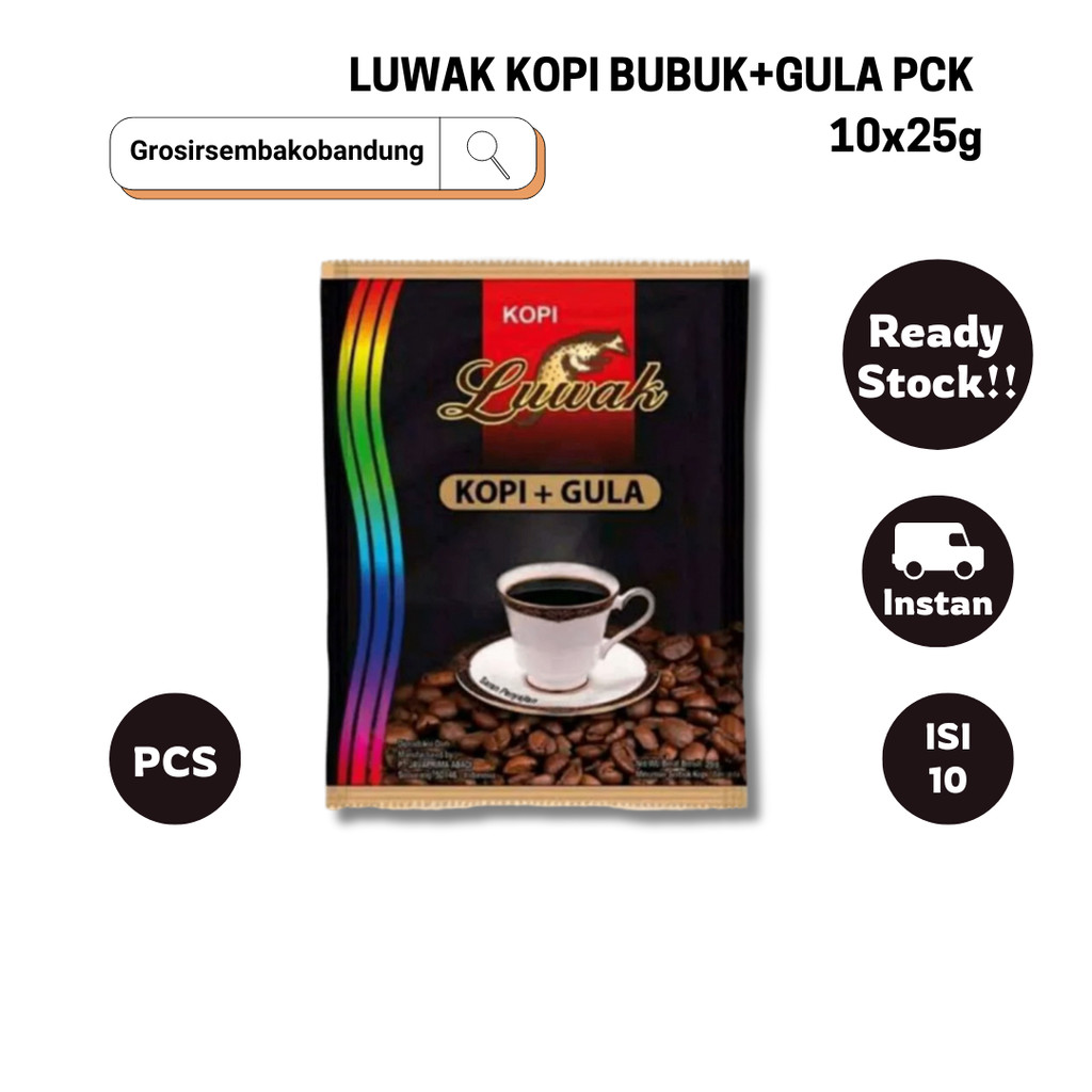 

LUWAK KOPI BUBUK+GULA PCK 10x25g - 1 Rcg - Kota Bandung