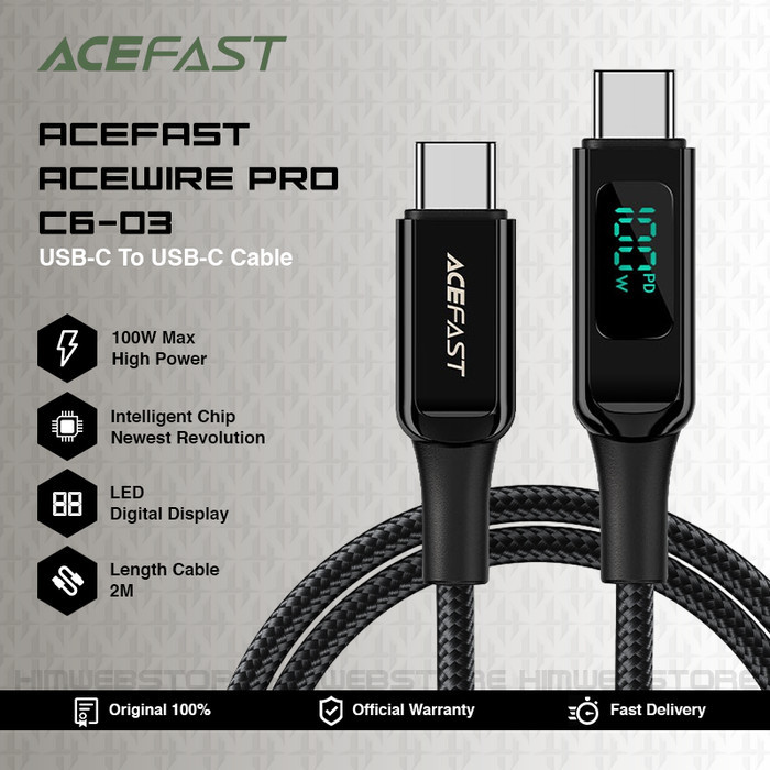Best Promo ACEFAST Acewire Pro C6-03 Kabel Charger PD Digital Display Type-C Sale