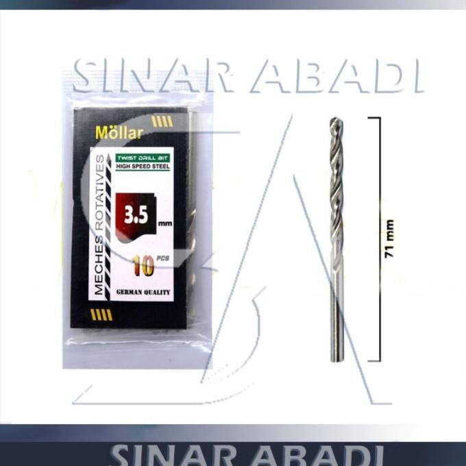 Terbaru MOLLAR HSS 3.5 mm Mata Bor Besi Aluminium Kayu Matabor 3.5mm - Satuan sina4bb Kualitas Baik