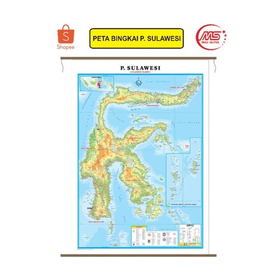 

Peta Pulau Sulawesi Bingkai Ukuran Kecil
