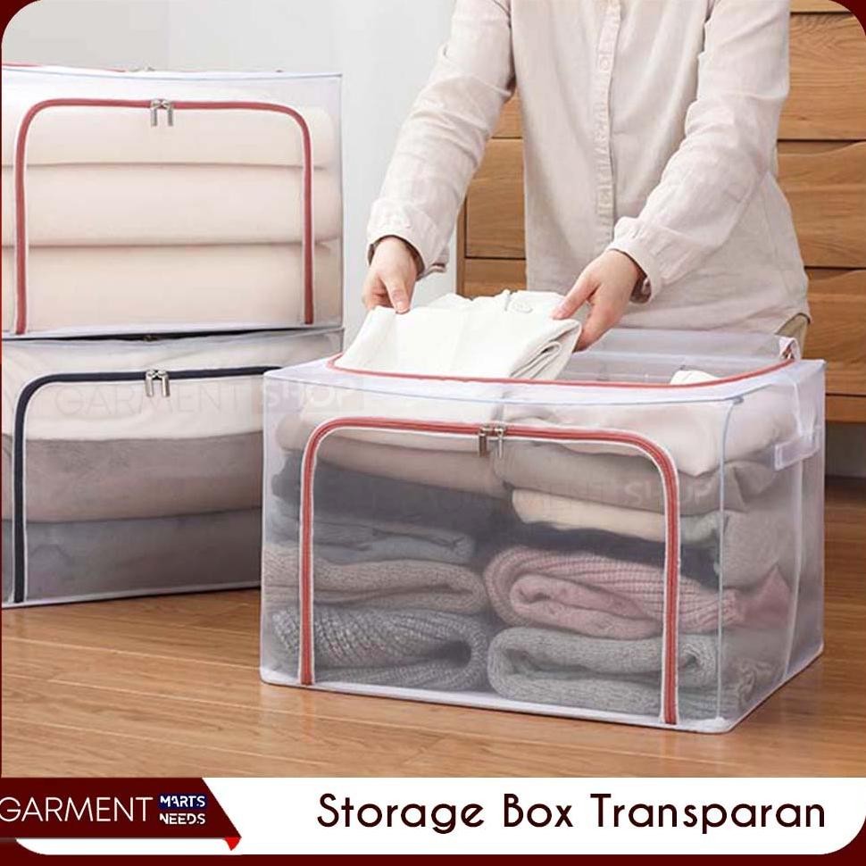Orpre - Storage Box Organizer Double Zipper Tempat Penyimpanan Selimut Baju Serbaguna Dengan Besi Ka