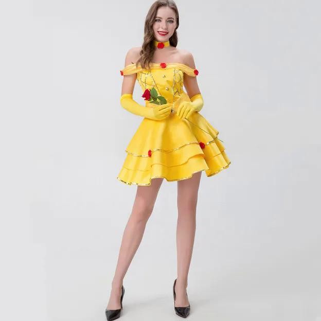 MURAH Halloween Sexy Fairy Princess Belle Fancy Dress Adult Women Fantasia Beauty Beast Cosplay Cost