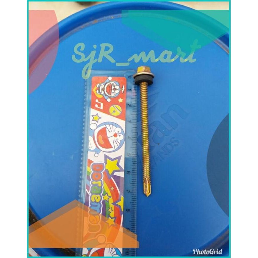 Baut Roofing 7 Cm 8 Mili Mm / Skrup Sekrup Baja Ringan Spandek Asbes