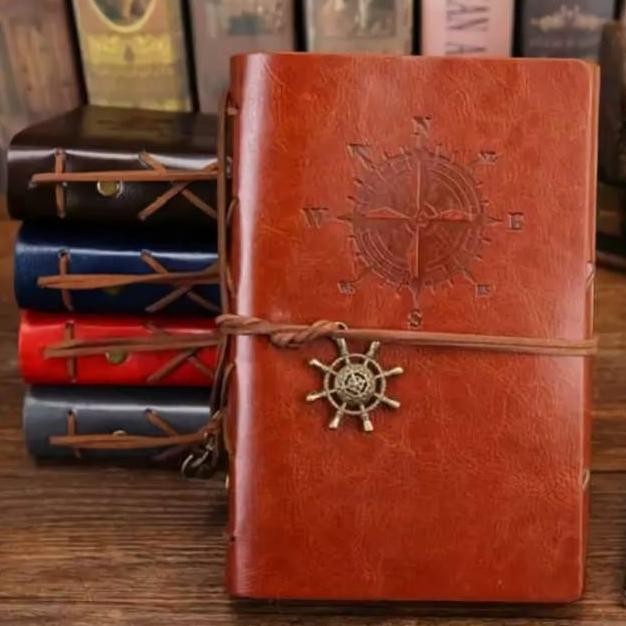 

see-97 Binder Buku tulis notebook catatan cover kulit retro kertas A5 model compas -brown Termurah