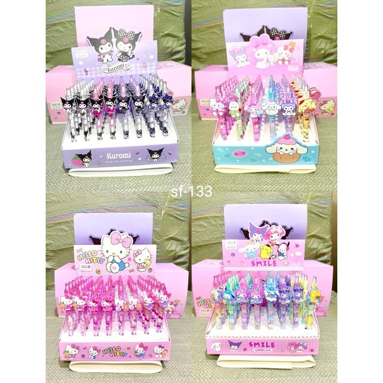 

rd-67 ISI 48pc 1 kotak Pulpen Gel Karakter Kuromi Cinnamoroll Lucu Bandul Anak Pena Tinta Hitam Hemat