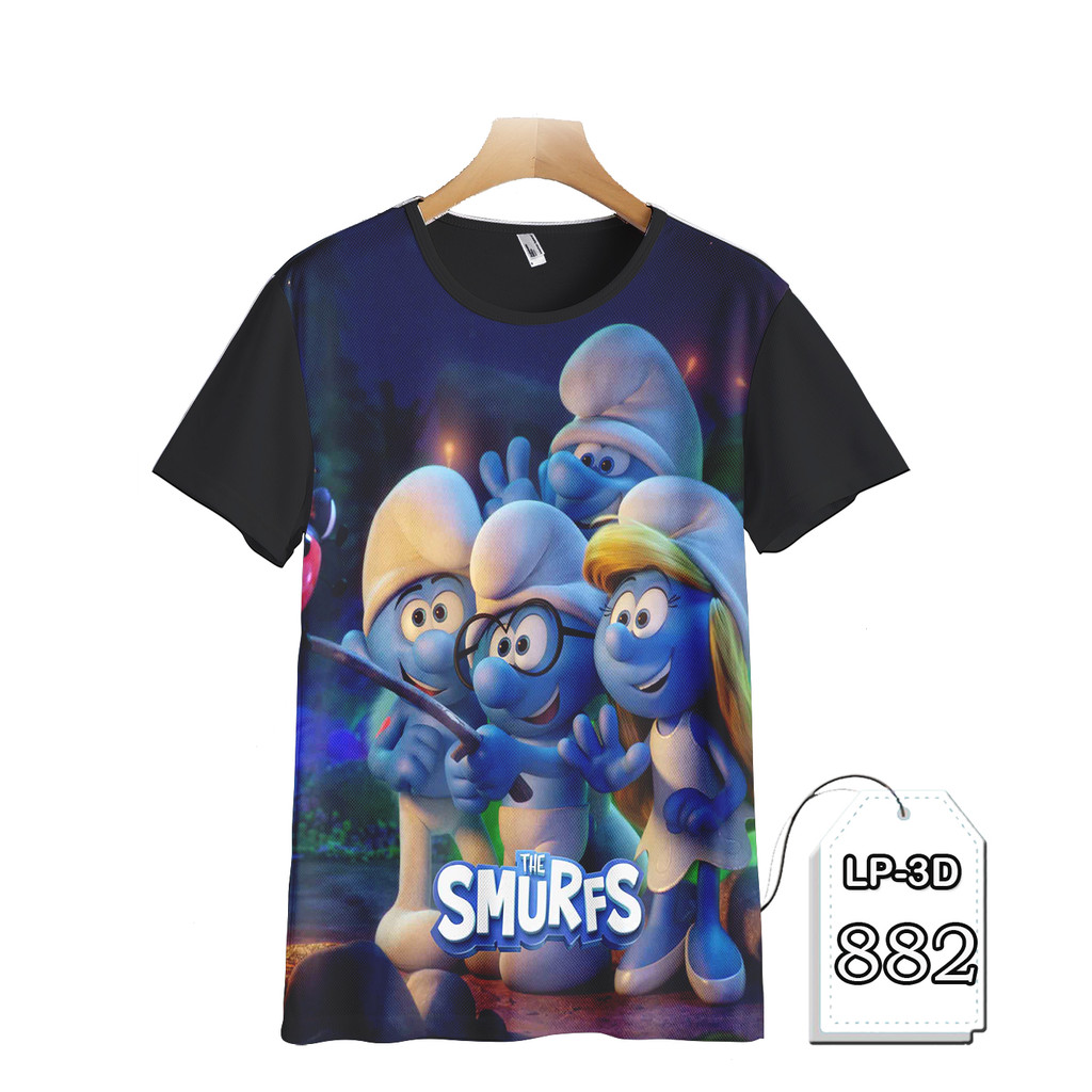 Baju The Smurfs Baju Anak dan Dewasa Kartun TV Animasi LP3D-882 Fashion