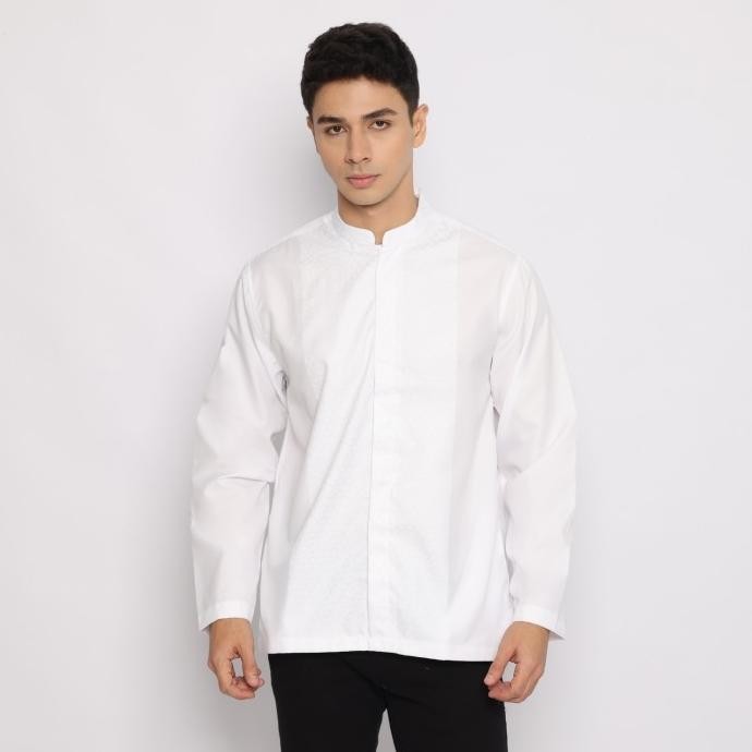 RICARDO Baju Koko Pria Putih Polos Lengan Panjang 22311