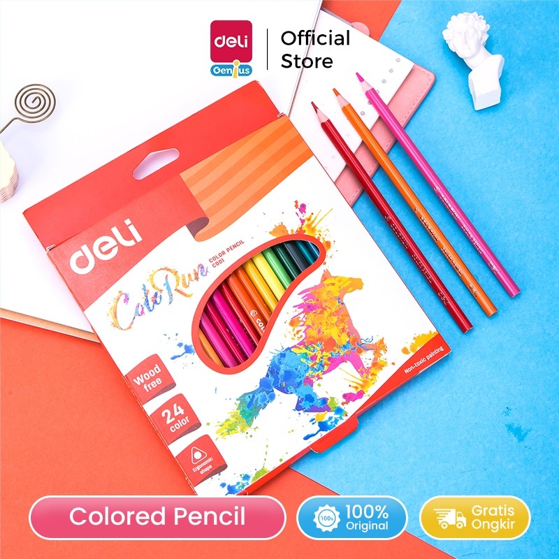 

AT Deli Coloring Pencil / Pensil Warna 12/18/24 Warna Triangular Wood-Free Ramah Lingkungan EC001X0