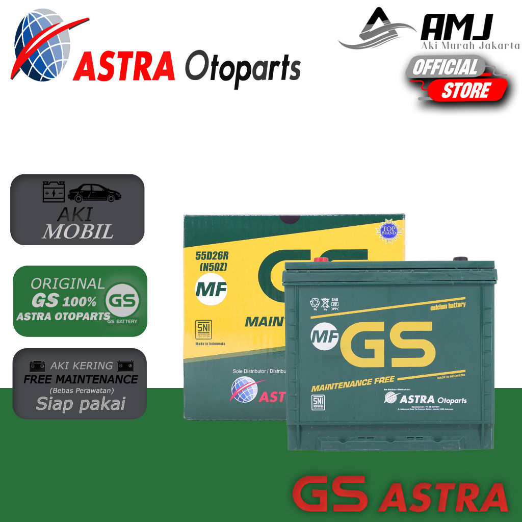 GS MF Astra Aki Mobil Kijang Super N50Z - 60Ah Aki Kering