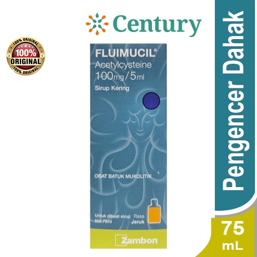 FLUIMUCIL 100ML/5 ML SIRUP KERING 75ML / OBAT BATUK KERING / DRY SIRUP / BATUK BERDAHAK / MUKOLITIK 