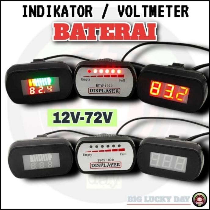 Indikator Voltmeter Baterai Sepeda Listrik Universal 12V-72V Motor Original