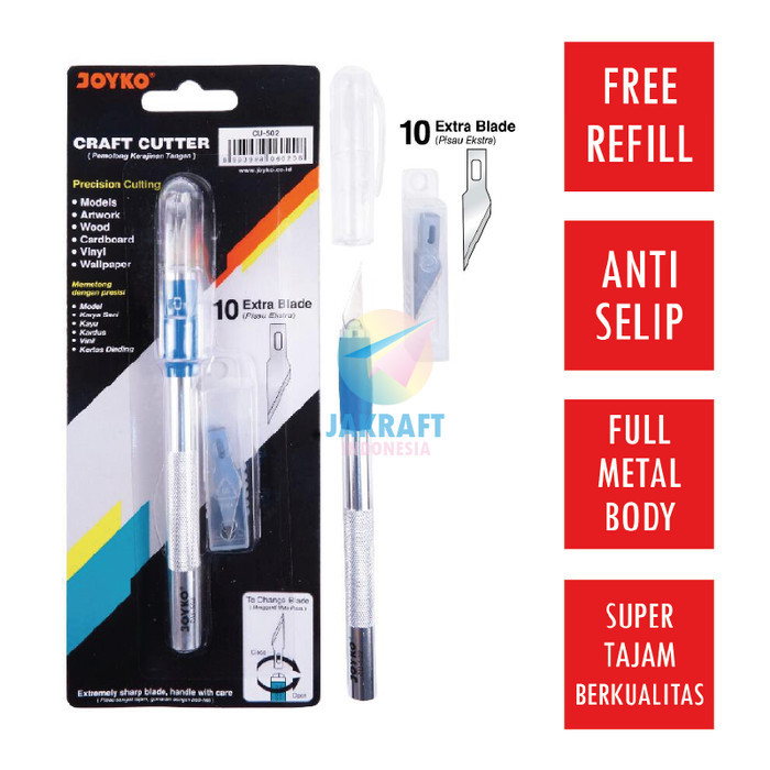 

Terlaris Craft Pen Cutter Knife JOYKO CU-502 Metal + Bonus Refill 10 Blade SALE