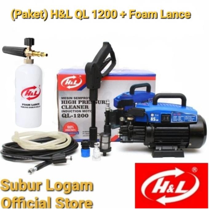 (Paket) QL 1200 + Foam Lance HL Jet Cleaner Steam Cuci Mobil H&L HL