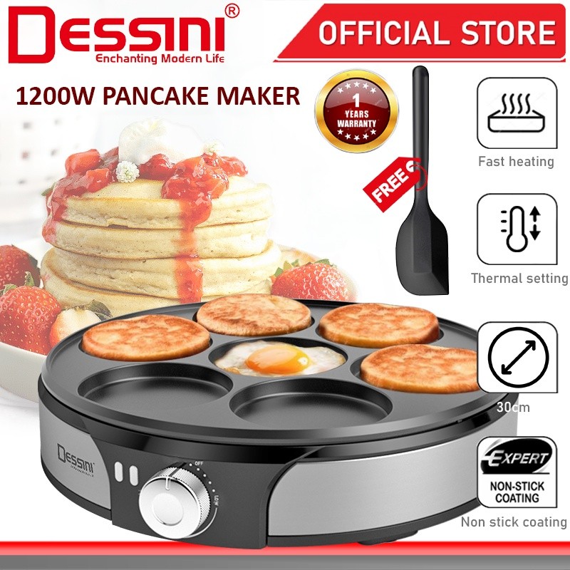 DESSINI ITALIA 7 Lubang Listrik Pembuat Sarapan Pancake Burger Pemanggang Roti Barbekyu BBQ Panggang