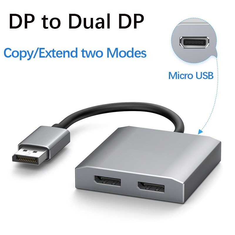 DisplayPort to dual displayport splitter 4K@60Hz dp ke 2 hub hub yang kompatibel HDMI mini dp ke dua
