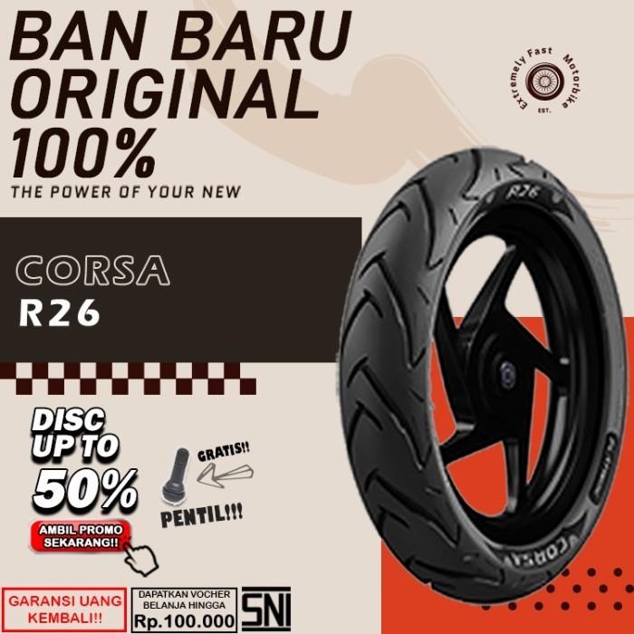 Ban Motor Matic Tubles Ring 14 Corsa R26 Ban Depan Belakang Motor Beat Vario Scoopy Tublesss Ring 14
