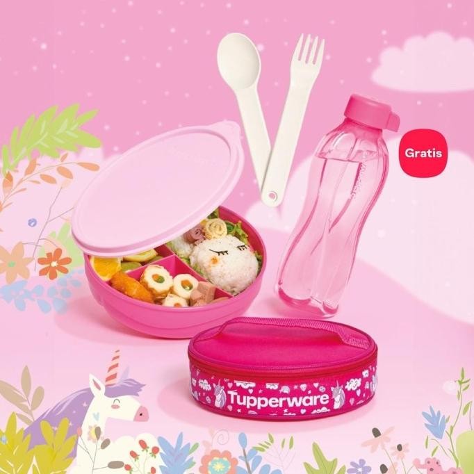 Tupperware blue yummy pink sweety set kotak makan bekal anak HS7