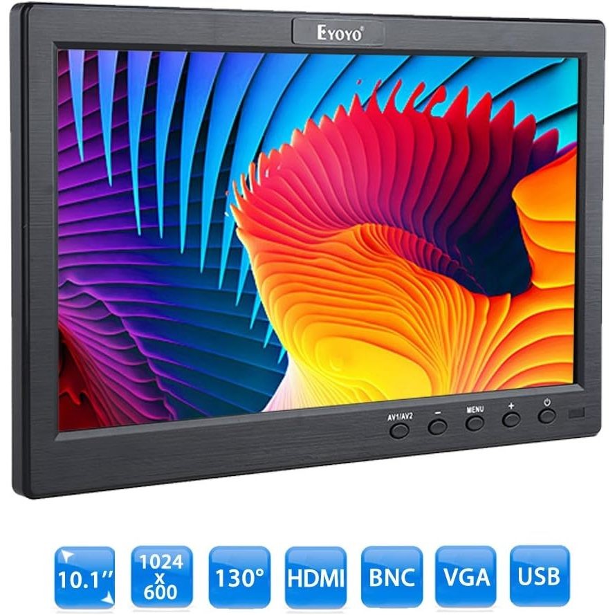 Monitor 10 Inci 1024x600 Layar Kecil HD TFT LCD Tampilan Layar Mendukung AV VGA BNC HDMI Input Video
