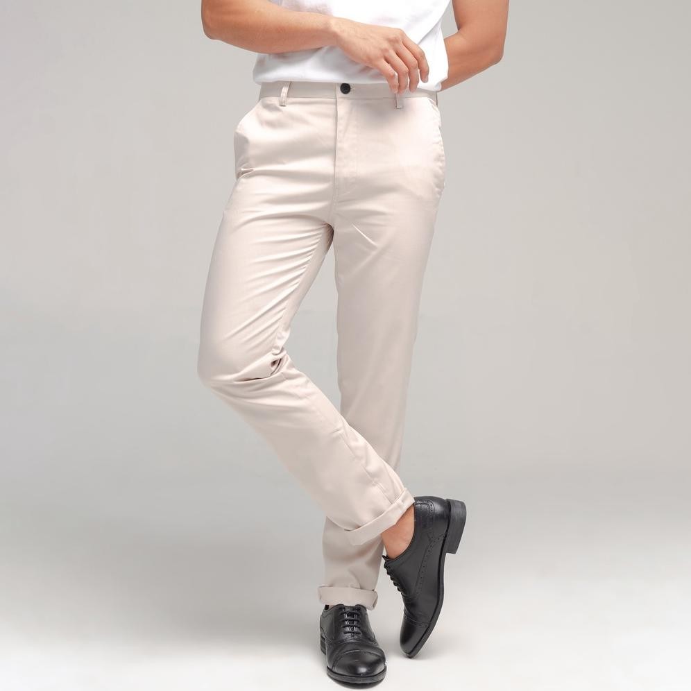 Celana Chino Panjang Pria Orca Union Long Cream Celana Pria Formal Celana Bahan Pria