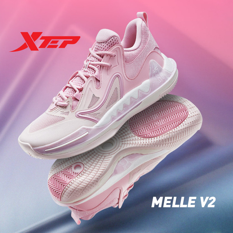Xtep MELEE V2 Sepatu Basket Pria Low-Top Mendukung Daya Tahan Bantalan Tempur Rebound Tahan Aus |2F1