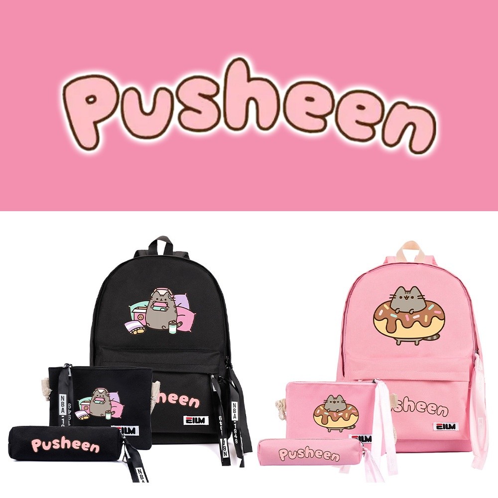 

PUSHEEN Fat Cat Ransel Tas Sekolah 3 pcs/set Anak Laki-laki Perempuan Kembali ke Sekolah Hadiah Anak-anak Tas Ransel Tas Travel Tas Pensil |THhDSTMP|